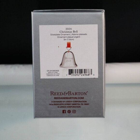 Reed And Barton Christmas 2024 Annual Silver Bell Ornament New in Box - Picture 6 of 7